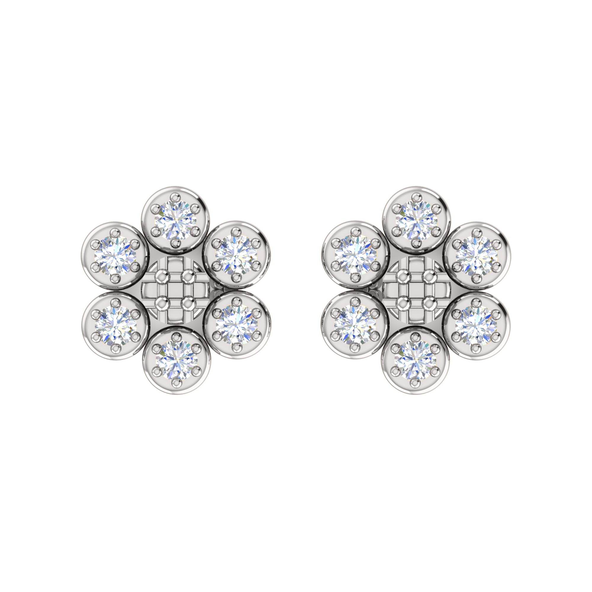 RKC 925 Sterling Silver Flower Push Back Orecchino da donna in oro bianco 14k su peso 1,80 mm altezza 8,00 mm