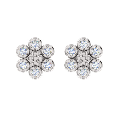 RKC 925 Sterling Silver Flower Push Back Orecchino da donna in oro bianco 14k su peso 1,80 mm altezza 8,00 mm