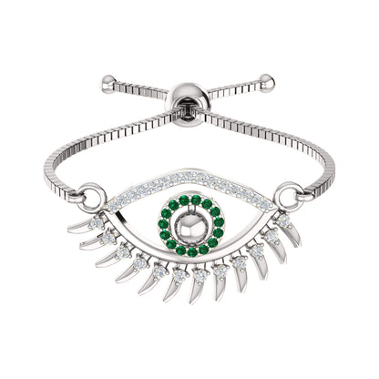 Bracciale da donna con pietre preziose multiple in argento sterling 925 RKC da 0,14 ct, placcato in oro giallo 14 carati, peso 3,80 GM, altezza 10,00 mm