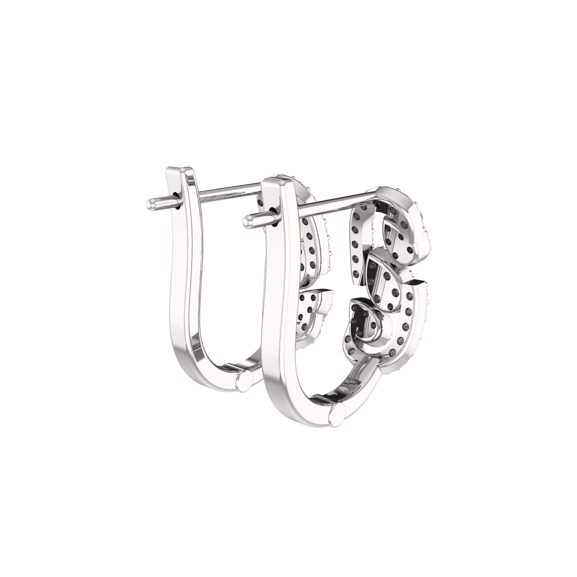 Orecchino da donna Hoops & Huggies in argento sterling RKC 925 con rosa 14k su peso 5,00 g, altezza 20,50 mm