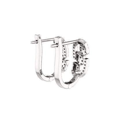 Orecchino da donna Hoops & Huggies in argento sterling RKC 925 con rosa 14k su peso 5,00 g, altezza 20,50 mm