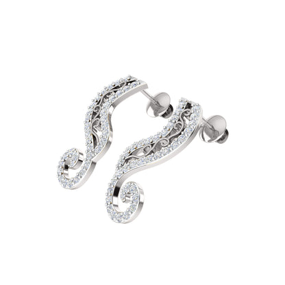 Orecchino da donna con perno in argento sterling RKC 925 bianco 14k su peso 3,00 g, altezza 20,50 mm