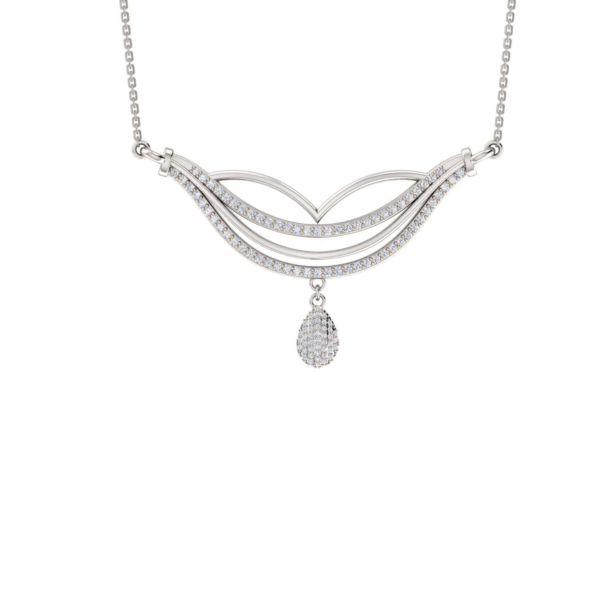 RKC 1,198 Karat Moissanit-Tropfen-Halsketten-Set, 925er Silber, 14 Karat Rosévergoldung, Produktgewicht: 8,50 g, Höhe: 35,00 mm