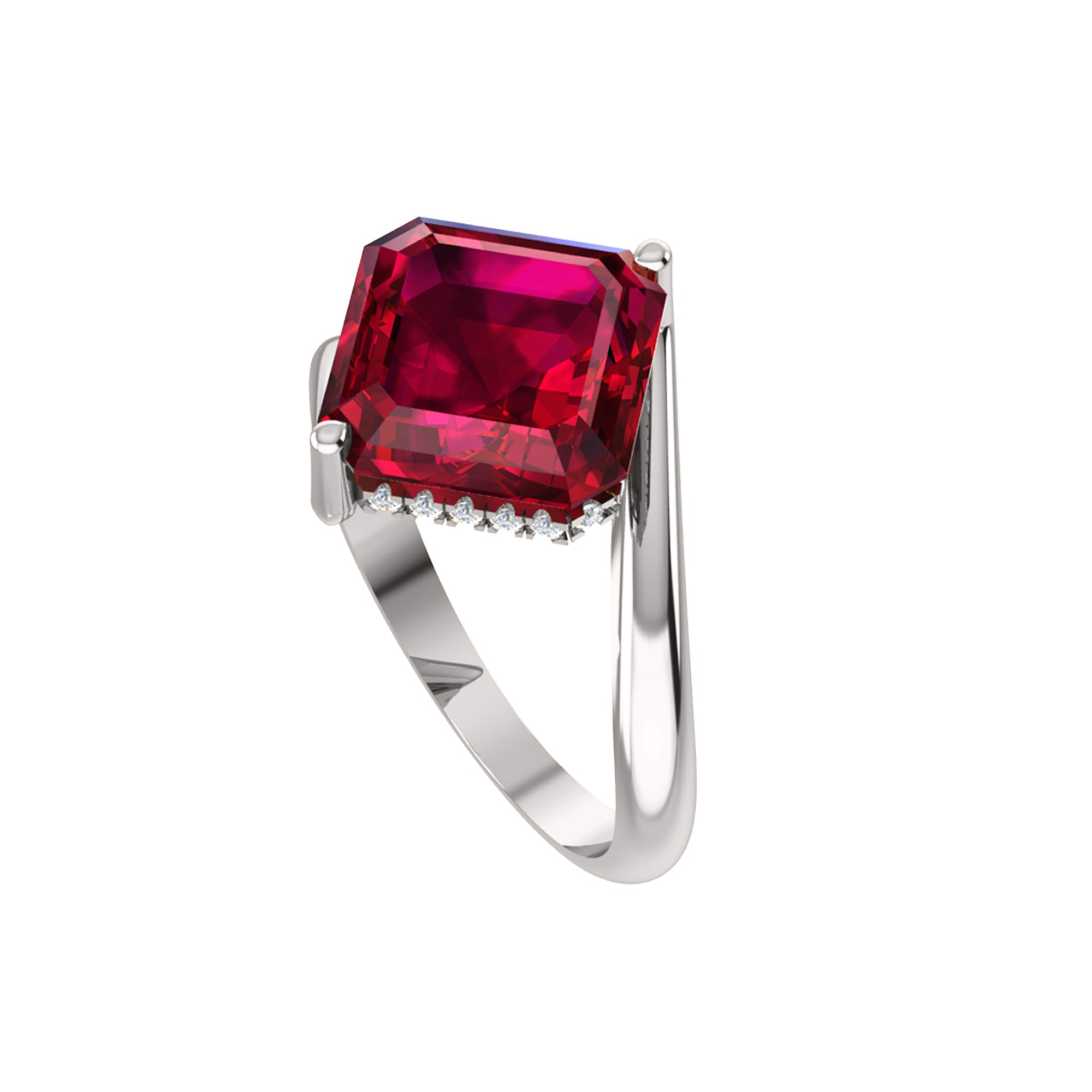 RKC Zircon Squared Beautiful Classic Solitaire Engagement Ring 14k Gold Over Birthday Gift