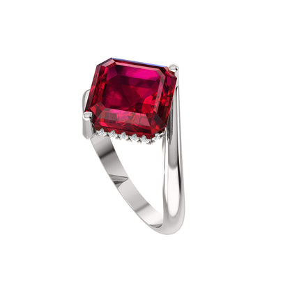 RKC Zircon Squared Beautiful Classic Solitaire Engagement Ring 14k Gold Over Birthday Gift