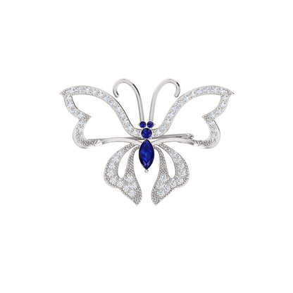 Spilla a farfalla in argento sterling 925 con moissanite da 0,96 ct, prodotto placcato in oro rosa 14 carati, peso 4,00 g