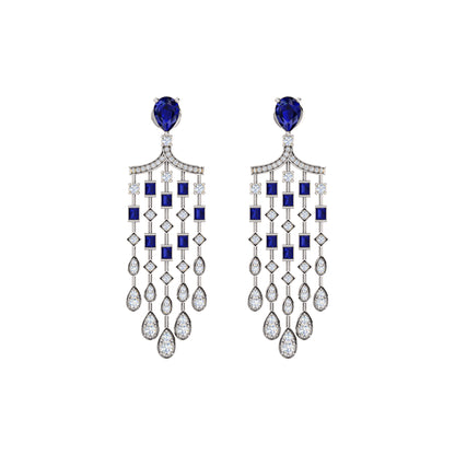 Orecchino da donna con pendente Halo in argento sterling RKC 925, oro giallo 14k, peso 8,00 GM, altezza 51,00 mm