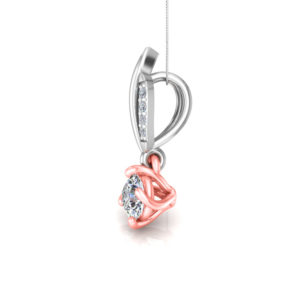 RKC 925 Sterling Silber Solitär-Blumen-Moissanit-Anhänger mit vier Zinken, 14 Karat Weißgold vergoldet