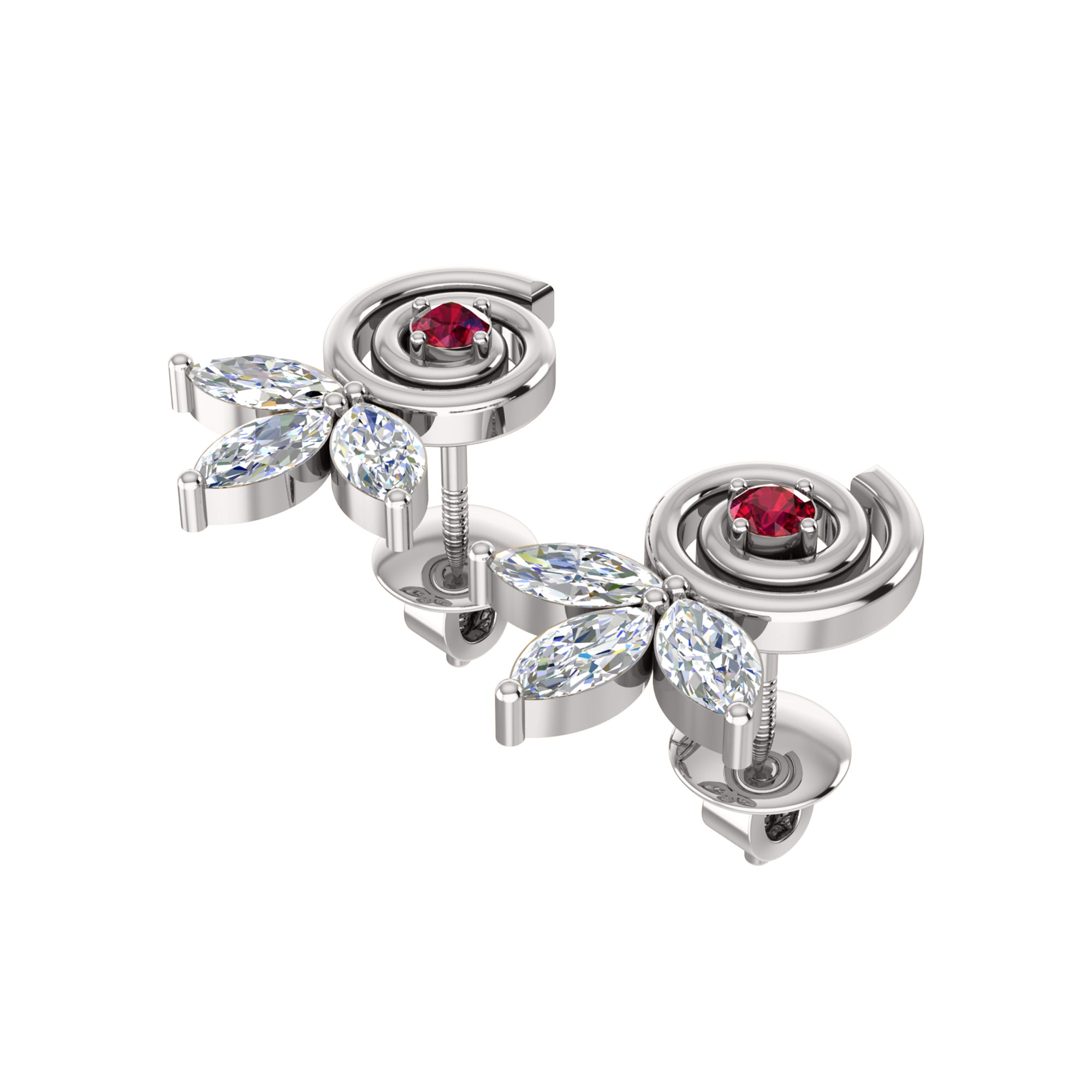 RKC Damen-Ohrring „Blume“ aus 925er-Sterlingsilber, 14 Karat Gelbgold mit einem Gesamtgewicht von 1,40 g, Höhe 11,40 mm
