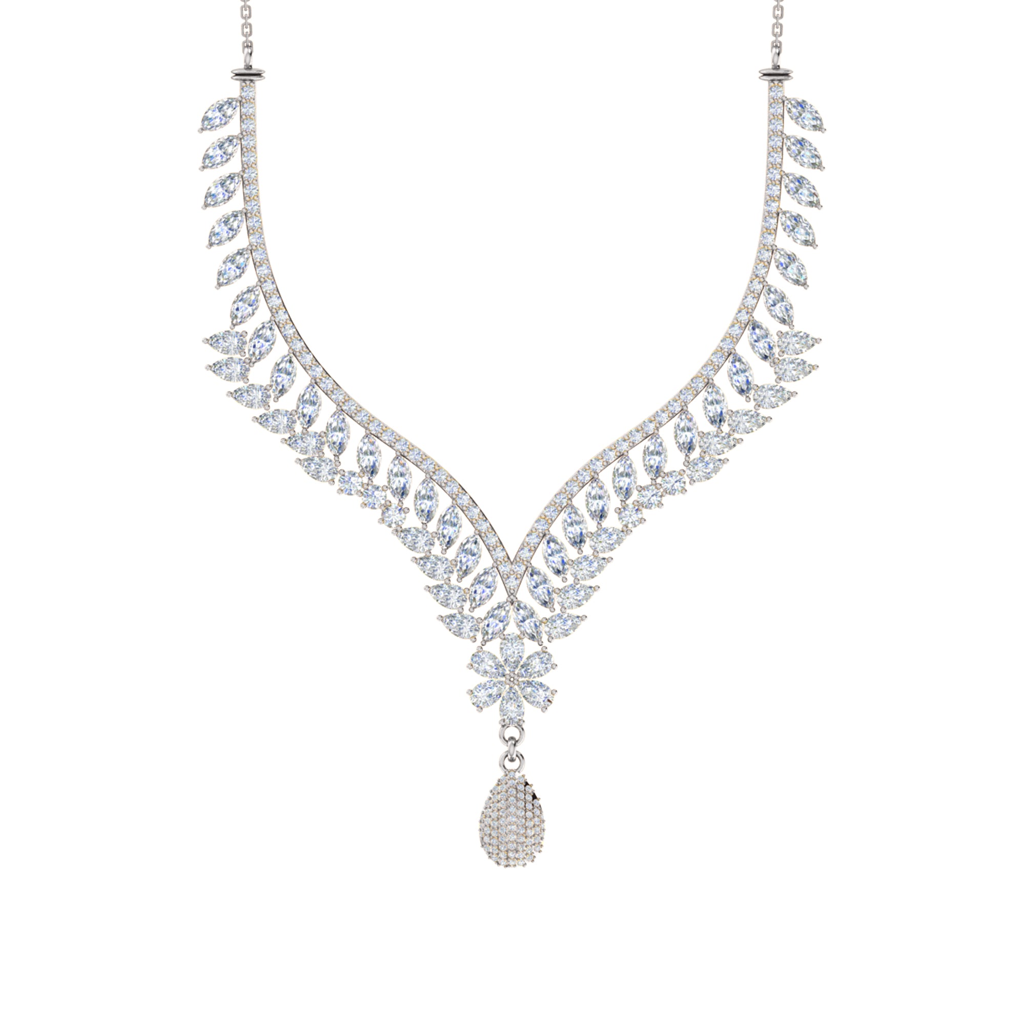 Charmante RKC 18 CT Moissanit-Halskette, 925er Silber, 14 Karat Roségold plattiert, Produktgewicht: 17,00 GM, Höhe: 100,00 mm