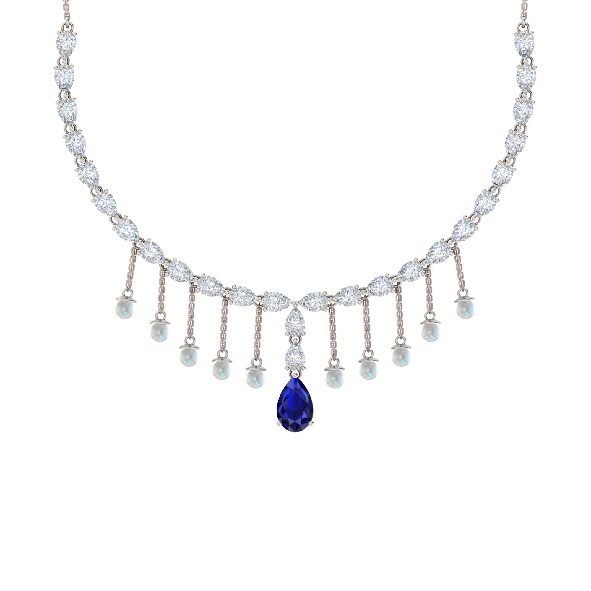 RKC Silver Statement Necklace 24 Carat Cubic Zirconia Necklace For Our Better Half Person Weight- 15gm
