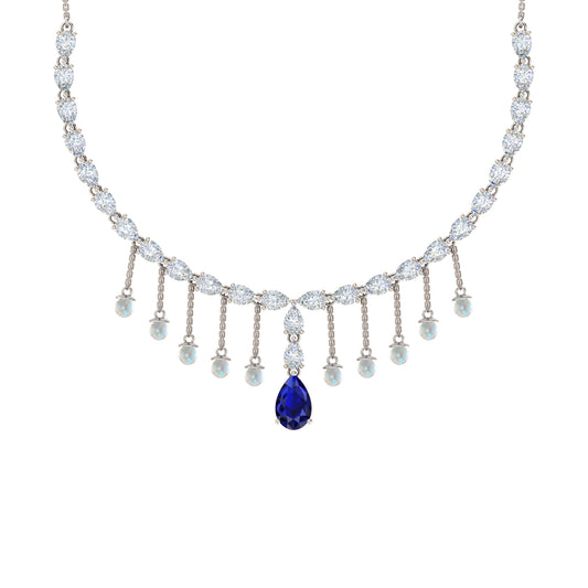 RKC Silver Statement Necklace 24 Carat Cubic Zirconia Necklace For Our Better Half Person Weight- 15gm