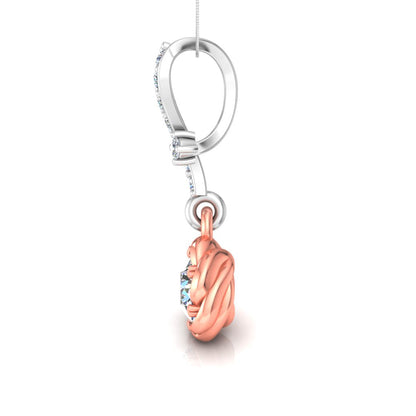 RKC 925 Sterling Silber Blumentropfen 0,35 Karat Moissanit-Anhänger, 14 Karat zweifarbig vergoldet, Gewicht 2,8 g, Höhe 18 mm