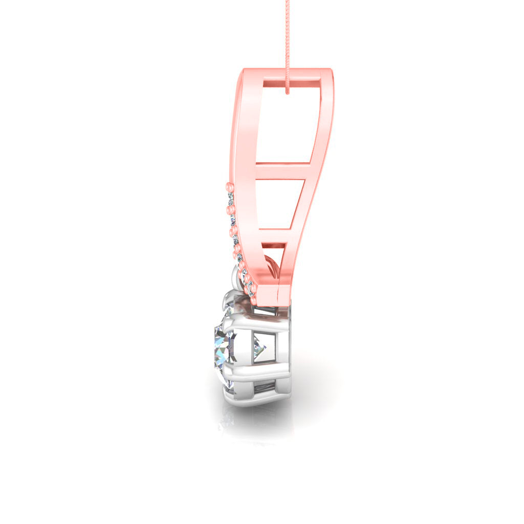 Ciondolo in moissanite da donna con goccia in argento sterling 925 RKC da 0,30 CT, per donna, placcato in oro rosa 14 carati, peso 3,1 g, altezza 16 mm