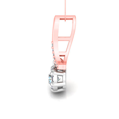 Ciondolo in moissanite da donna con goccia in argento sterling 925 RKC da 0,30 CT, per donna, placcato in oro rosa 14 carati, peso 3,1 g, altezza 16 mm