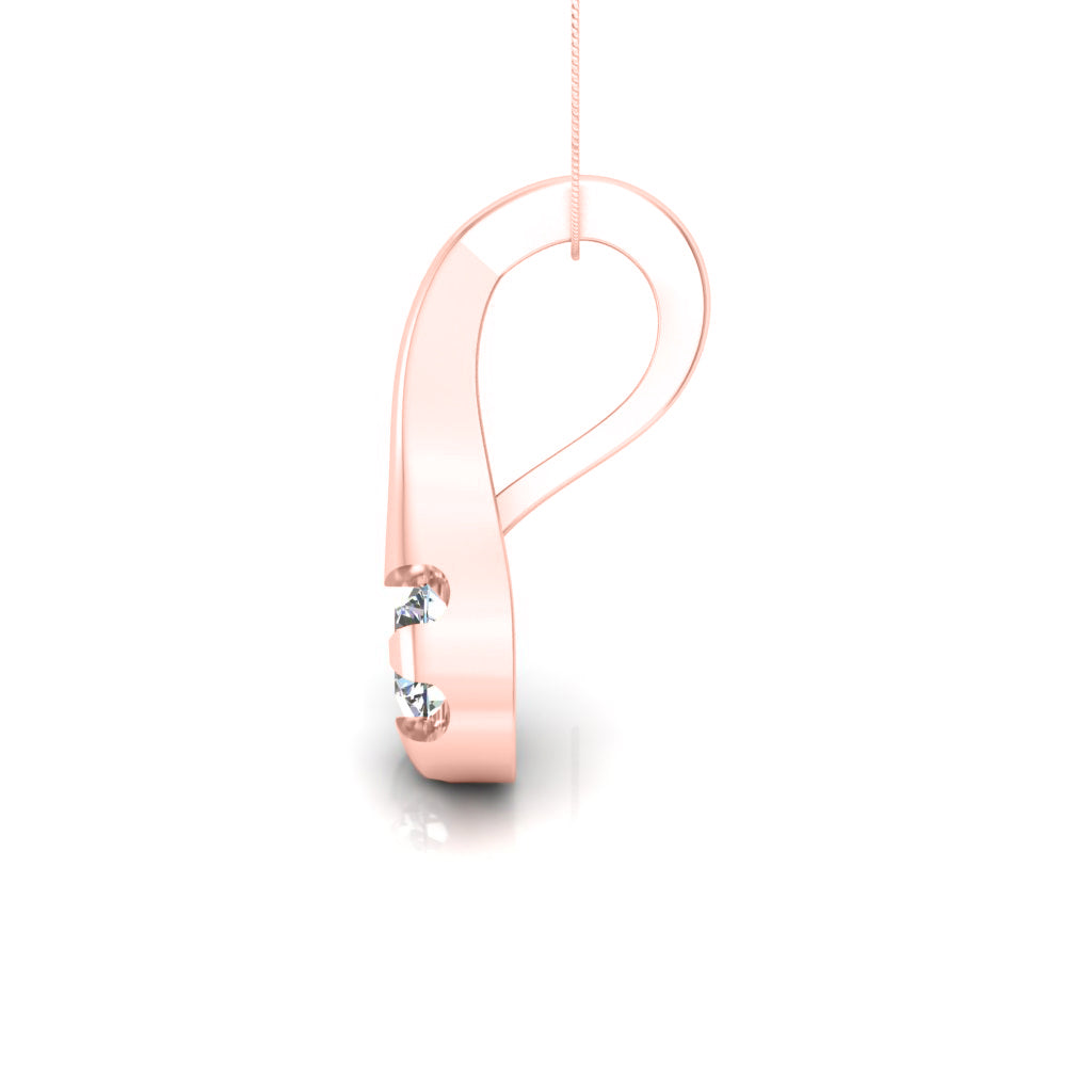 Ciondolo in moissanite con goccia d'argento da matrimonio solitario RKC da 0,25 CT, placcato in oro rosa 14 carati, peso 3,00 g, altezza 14,00 mm