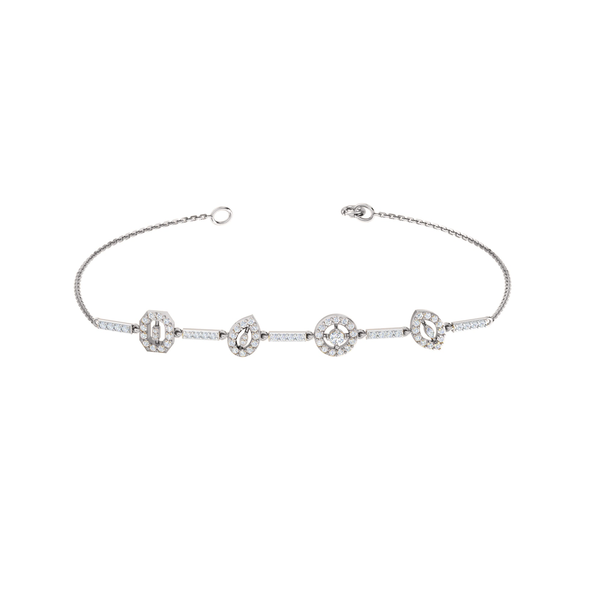 RKC Damenarmband aus 925er-Sterlingsilber, 1,16 Karat, 14 Karat Weißgold vergoldet, Gewicht 5,20 g, Höhe 81,30 mm
