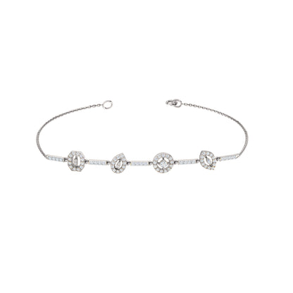 RKC Damenarmband aus 925er-Sterlingsilber, 1,16 Karat, 14 Karat Weißgold vergoldet, Gewicht 5,20 g, Höhe 81,30 mm