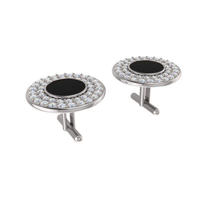 RKC-Manschettenknöpfe aus 925er-Sterlingsilber mit Moissanit-Motiv, 14 Karat Gelbgold vergoldet, Produktgewicht: 4,80 g