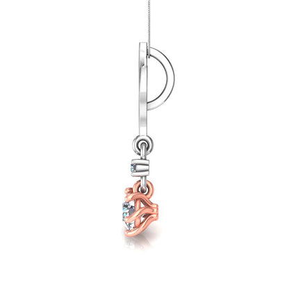 Ciondolo in moissanite da 0,27 ct con due pietre in argento con finitura in oro bianco RKC, regalo per lei, altezza 20,00 mm, peso 2,6 g
