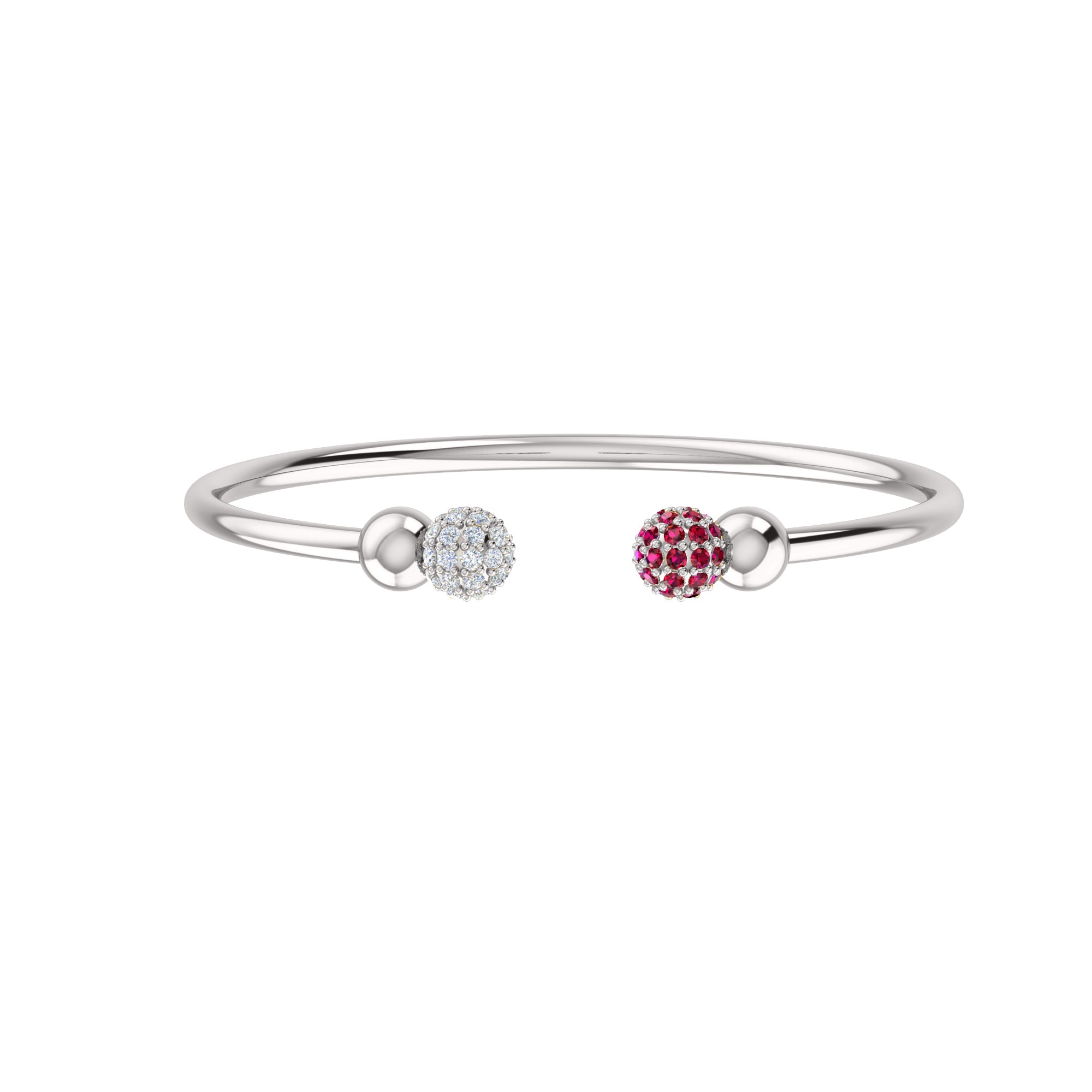 RKC Damen-Armreif aus 925er-Sterlingsilber, Karatgewicht: 1,08 CT, mit mehreren Edelsteinen, 14 Karat rosévergoldet, Produktgewicht: 10,00 GM, Höhe: 50,00 mm