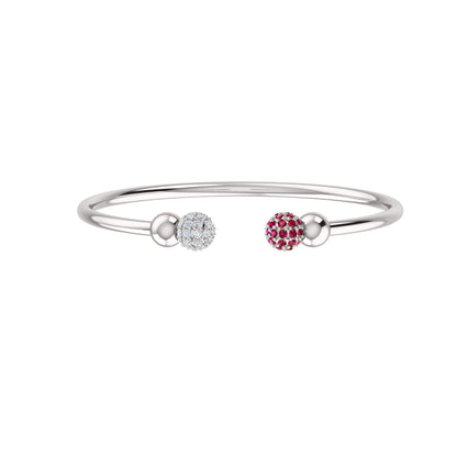 RKC Damen-Armreif aus 925er-Sterlingsilber, Karatgewicht: 1,08 CT, mit mehreren Edelsteinen, 14 Karat rosévergoldet, Produktgewicht: 10,00 GM, Höhe: 50,00 mm