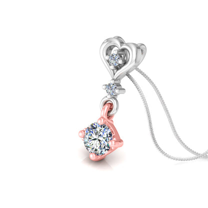 RKC Anello a cuore con pendente in argento con moissanite da 0,40 ct, finitura in oro giallo 14 carati, peso 2,8 g, altezza 15 mm