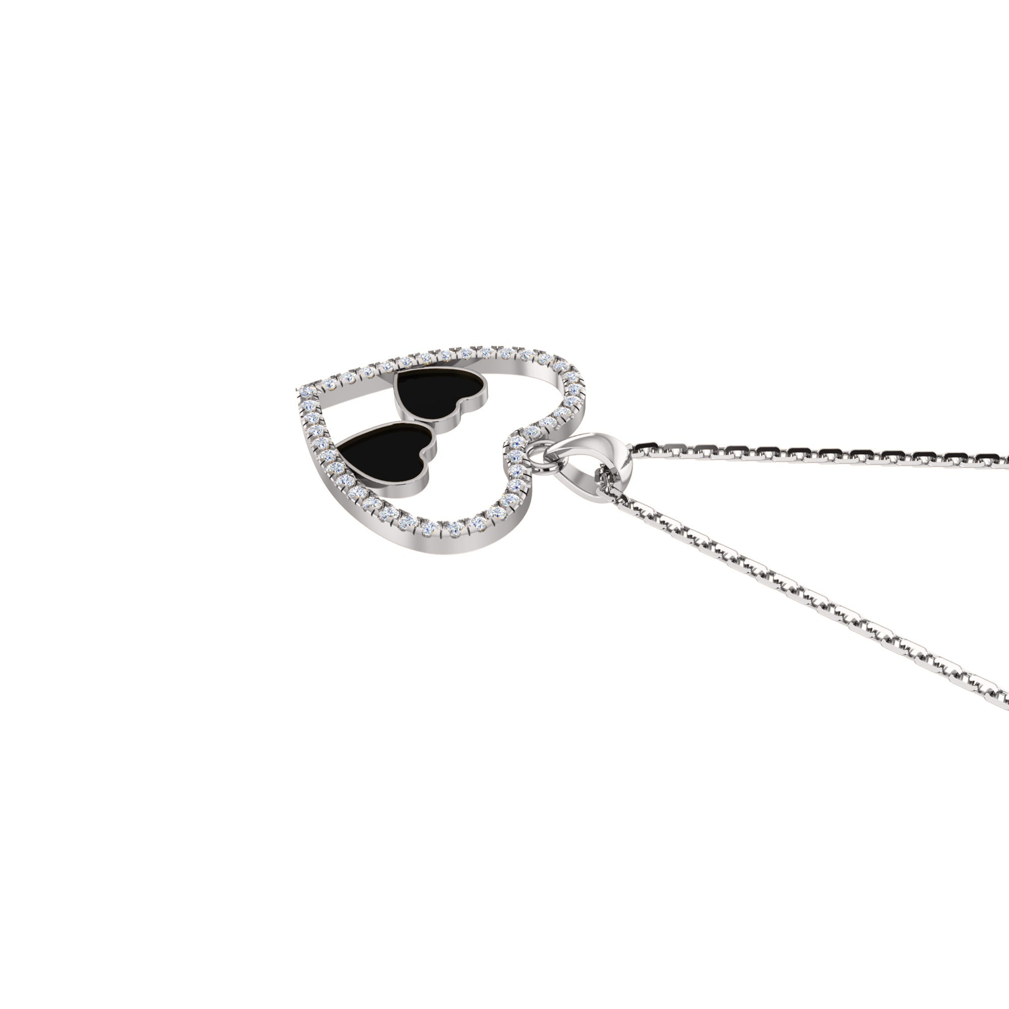 Ciondolo smaltato a cuore in moissanite da 0,36 ct RKC, argento 925, placcato oro rosa 14 carati, peso 3,80 GM, altezza 18,60 mm