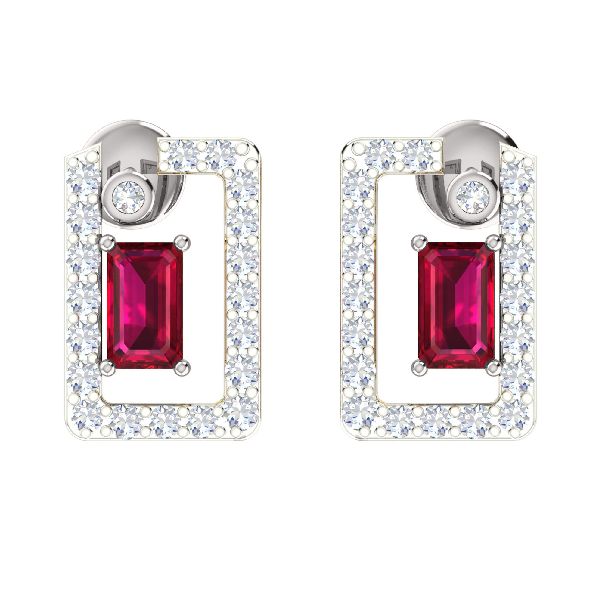 Ciondolo con rubino in argento dorato RKC 925 da 1,00 ct totale, peso 3,70 g e orecchino da 2,10 g, set con placcatura in oro giallo 14 carati