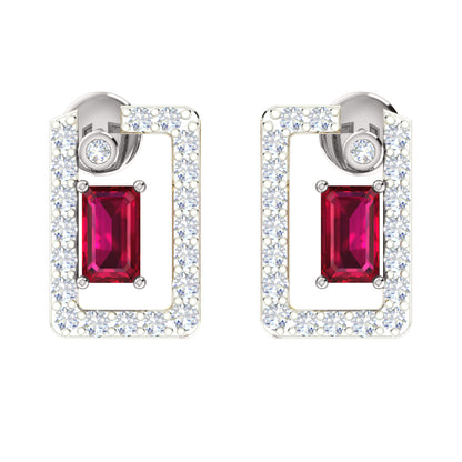 Ciondolo con rubino in argento dorato RKC 925 da 1,00 ct totale, peso 3,70 g e orecchino da 2,10 g, set con placcatura in oro giallo 14 carati