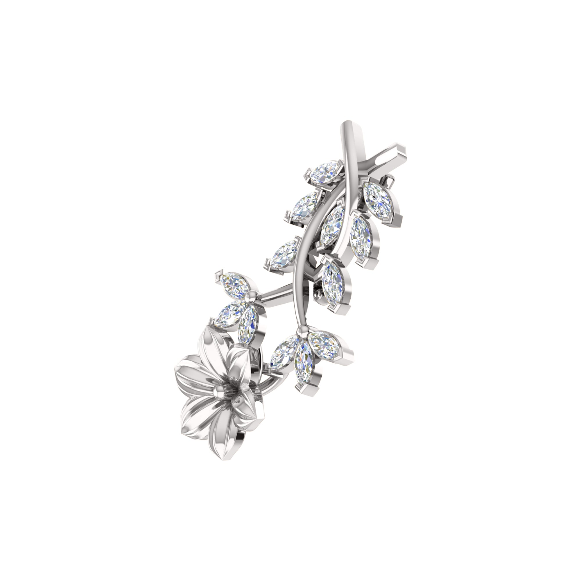 Spilla RKC Moissanite in argento sterling 925, placcata in oro rosa 14 carati, peso prodotto 1,60 GM, altezza 22,00 MM