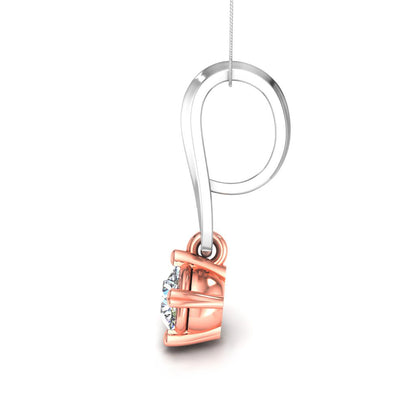 RKC Solitär-Anhänger rund für Damen, 0,25 Karat Moissanit, 14-Karat-Roségold-Finish, Gewicht 3,00 g, Höhe 17,80 mm