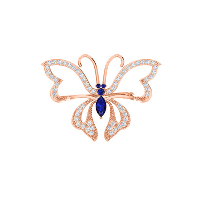 Spilla a farfalla in argento sterling 925 con moissanite da 0,96 ct, prodotto placcato in oro rosa 14 carati, peso 4,00 g