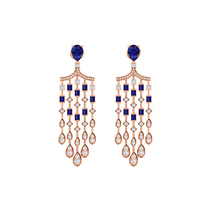 Orecchino da donna con pendente Halo in argento sterling RKC 925, oro giallo 14k, peso 8,00 GM, altezza 51,00 mm