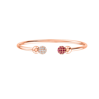 RKC Damen-Armreif aus 925er-Sterlingsilber, Karatgewicht: 1,08 CT, mit mehreren Edelsteinen, 14 Karat rosévergoldet, Produktgewicht: 10,00 GM, Höhe: 50,00 mm