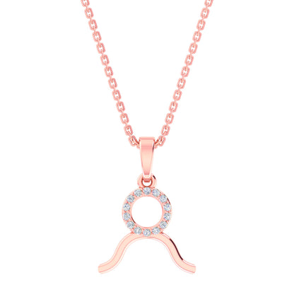 RKC Golden Cubic Zirconia With Chain Zodiac Pendant Necklace