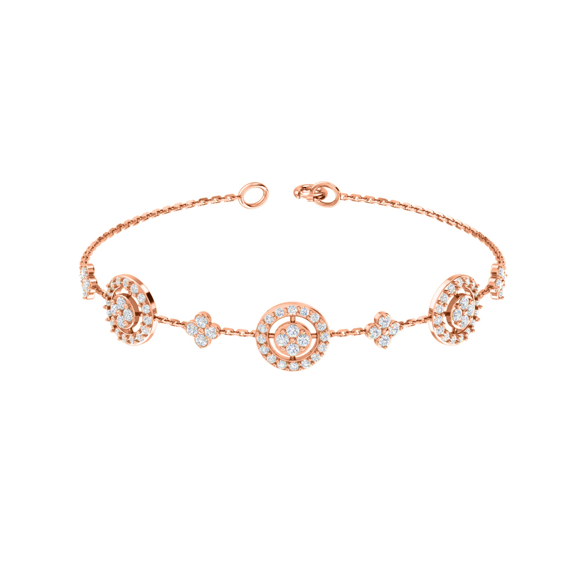 Bracciale da donna in argento sterling RKC 925 con moissanite da 1,56 ct, placcato in oro rosa 14 carati, peso 5,85 g
