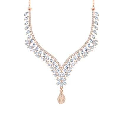 Charmante RKC 18 CT Moissanit-Halskette, 925er Silber, 14 Karat Roségold plattiert, Produktgewicht: 17,00 GM, Höhe: 100,00 mm