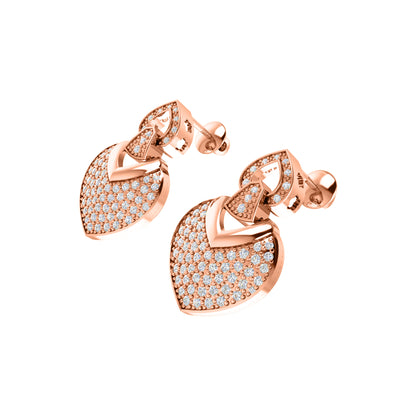 RKC 925 Silber Moissanit Funkelnder Tropfen-Ohrhänger, rosévergoldet, 1,2 CT, Höhe 24,50 mm