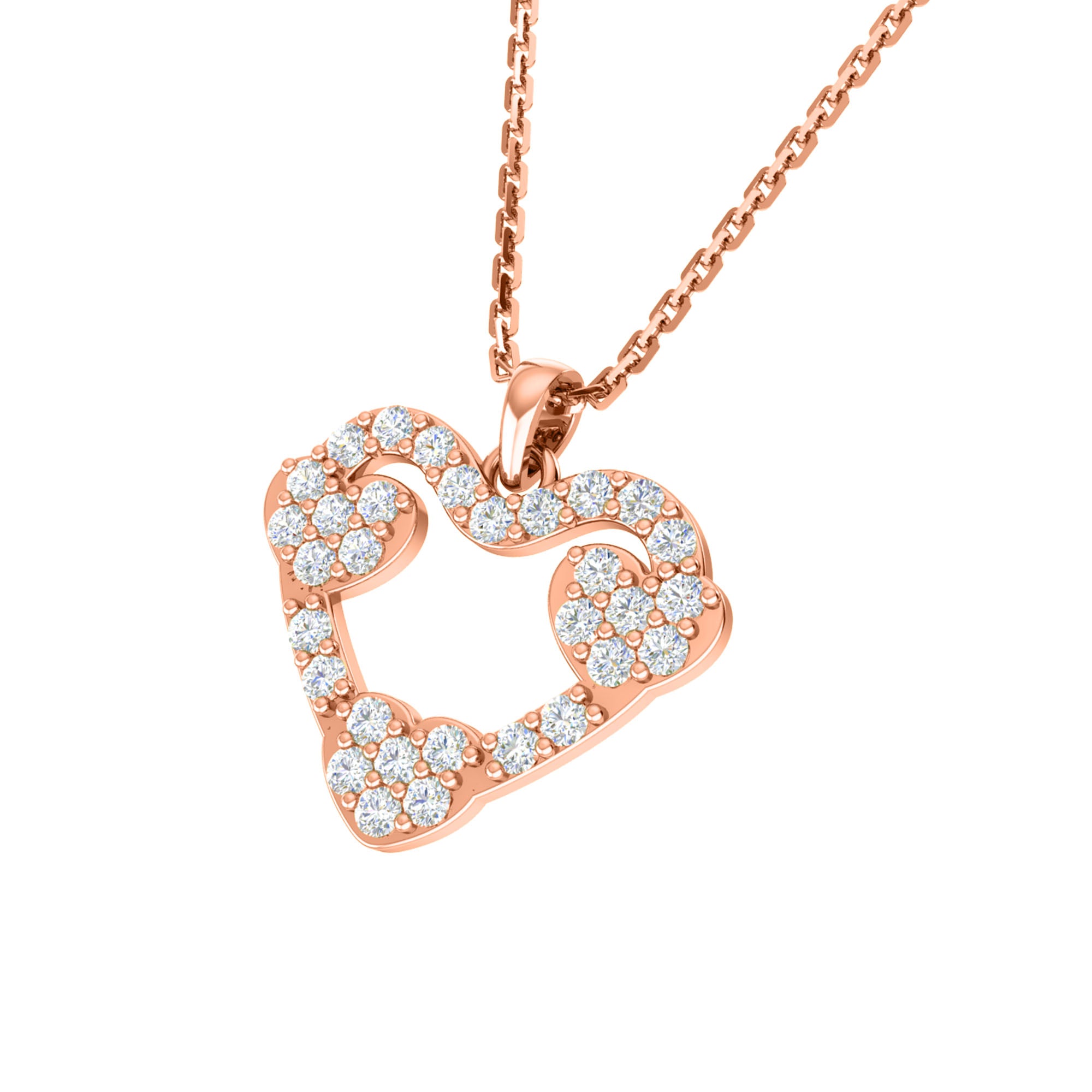 RKC 2,00 CT Moissanit-Herzanhänger, 925er Silberschmuck, 14 Karat Roségold vergoldet, Gewicht 4,30 GM, Höhe 17,80 mm