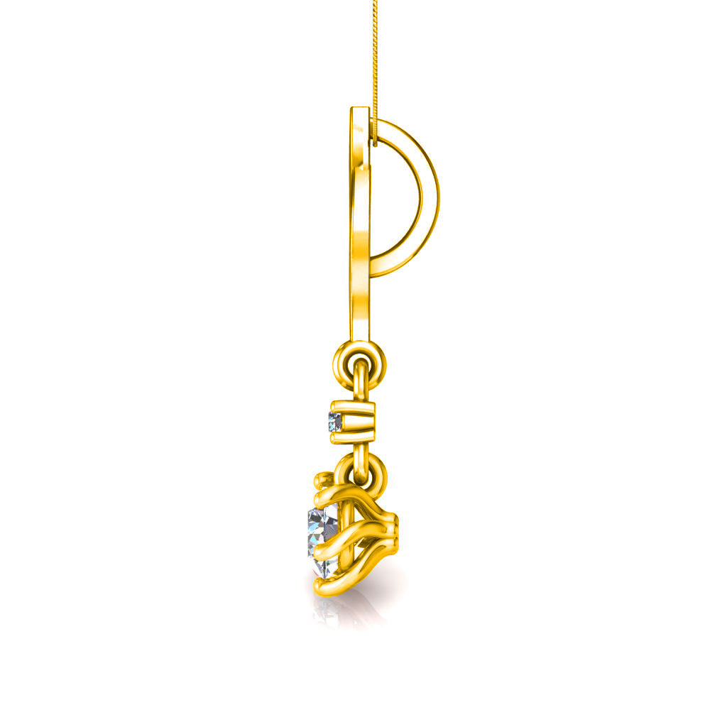 Ciondolo in moissanite da 0,27 ct con due pietre in argento con finitura in oro bianco RKC, regalo per lei, altezza 20,00 mm, peso 2,6 g