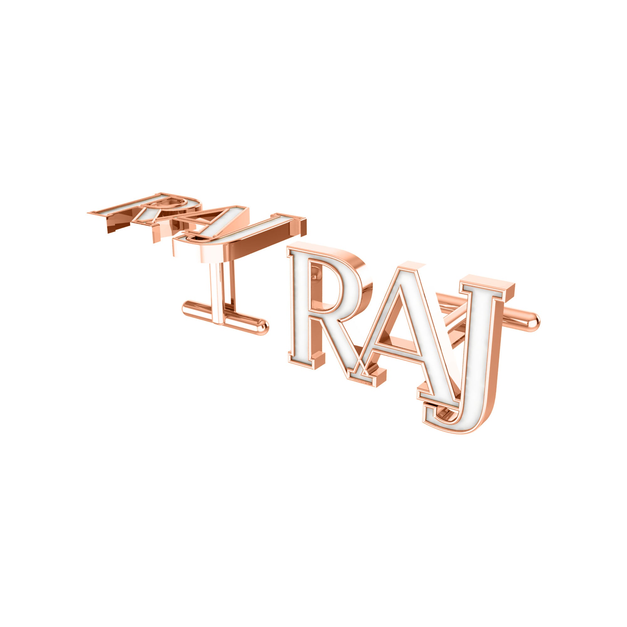 RKC 925 Sterling Silver Enamel Cufflinks 14K Rose Gold Plated Product Wt 3.80 gm