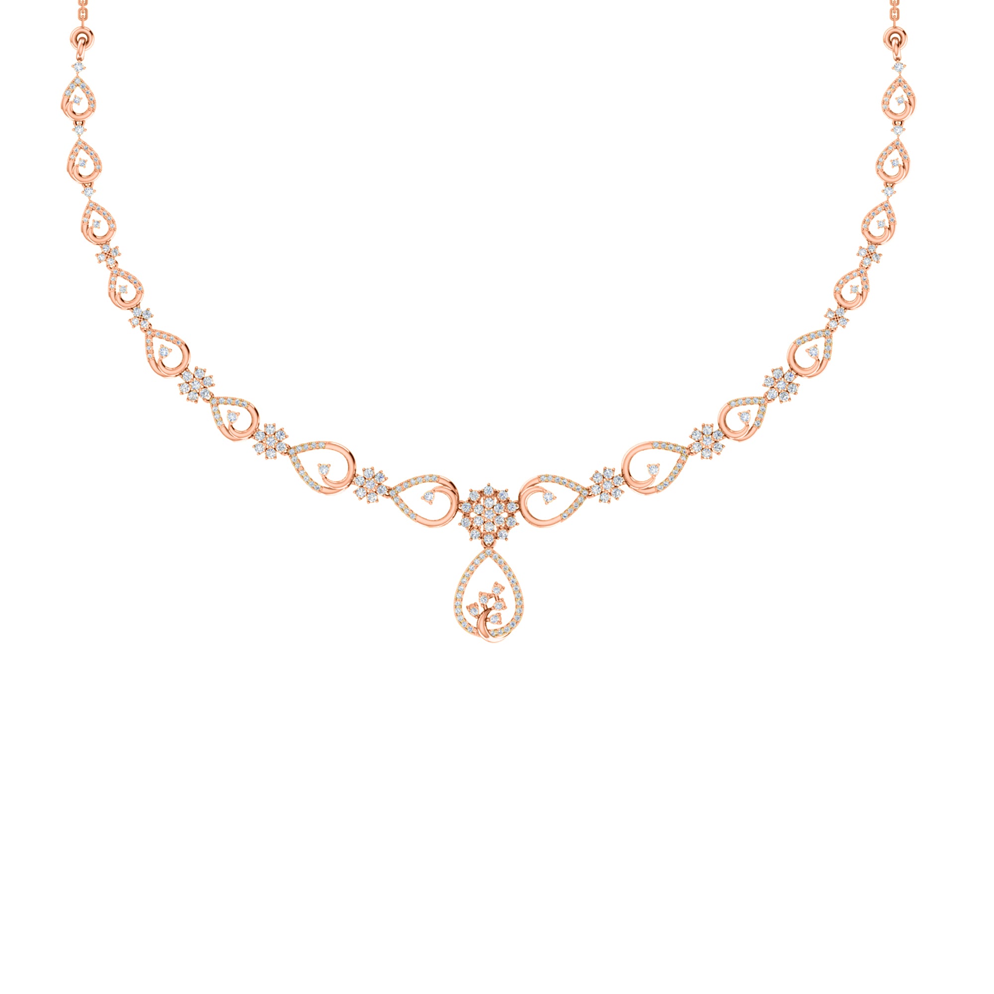 Collana affascinante con moissanite RKC 2.7 CT Argento 925 placcato oro rosa 14k Peso del prodotto 13,00 GM
