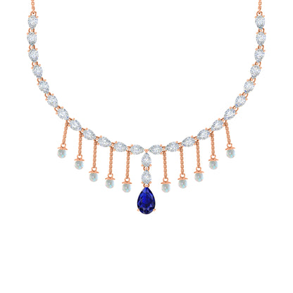 RKC Silver Statement Necklace 24 Carat Cubic Zirconia Necklace For Our Better Half Person Weight- 15gm