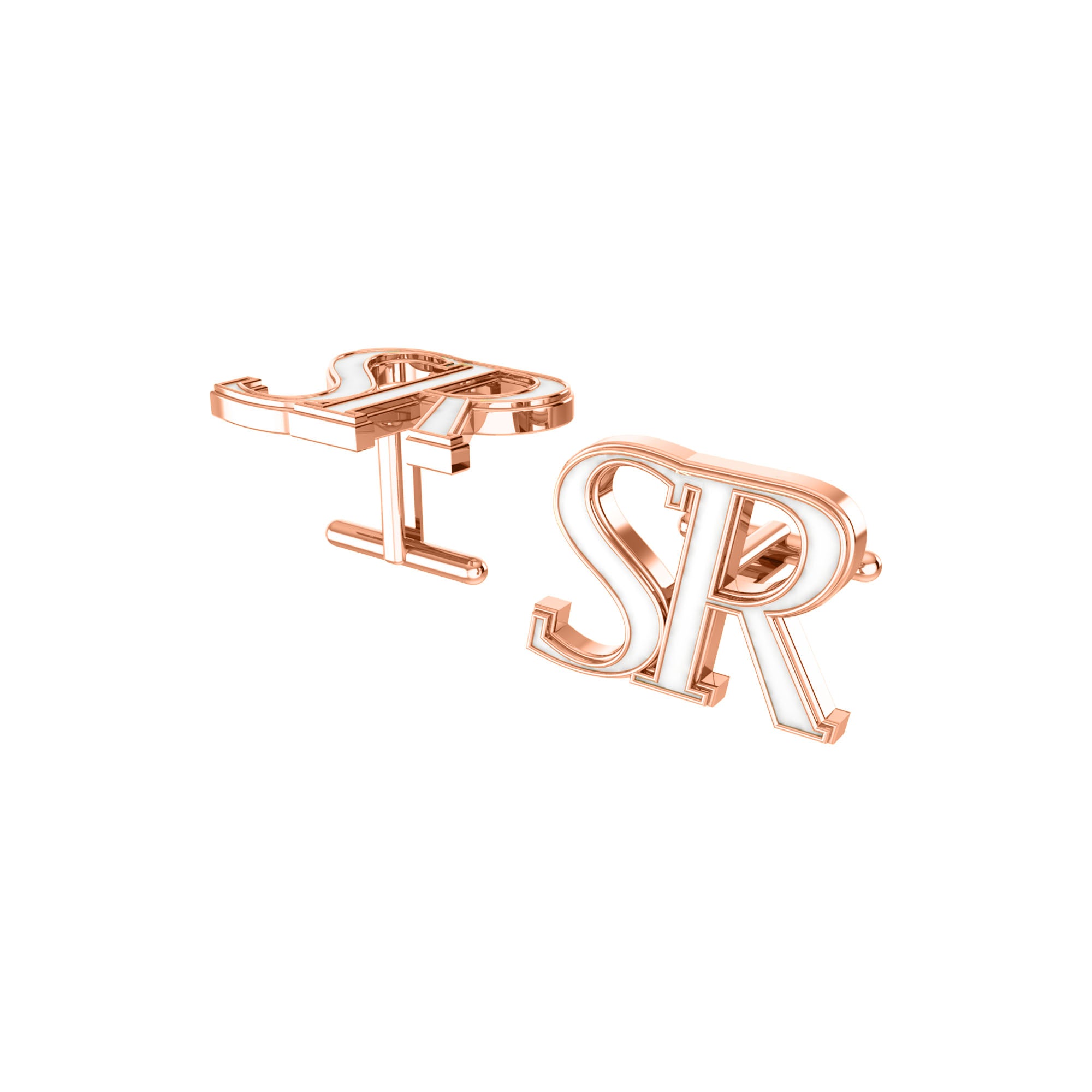 RKC 925 Sterling Silver Enamel Cufflinks 14K Rose Gold Plated Product Wt 3.80 gm