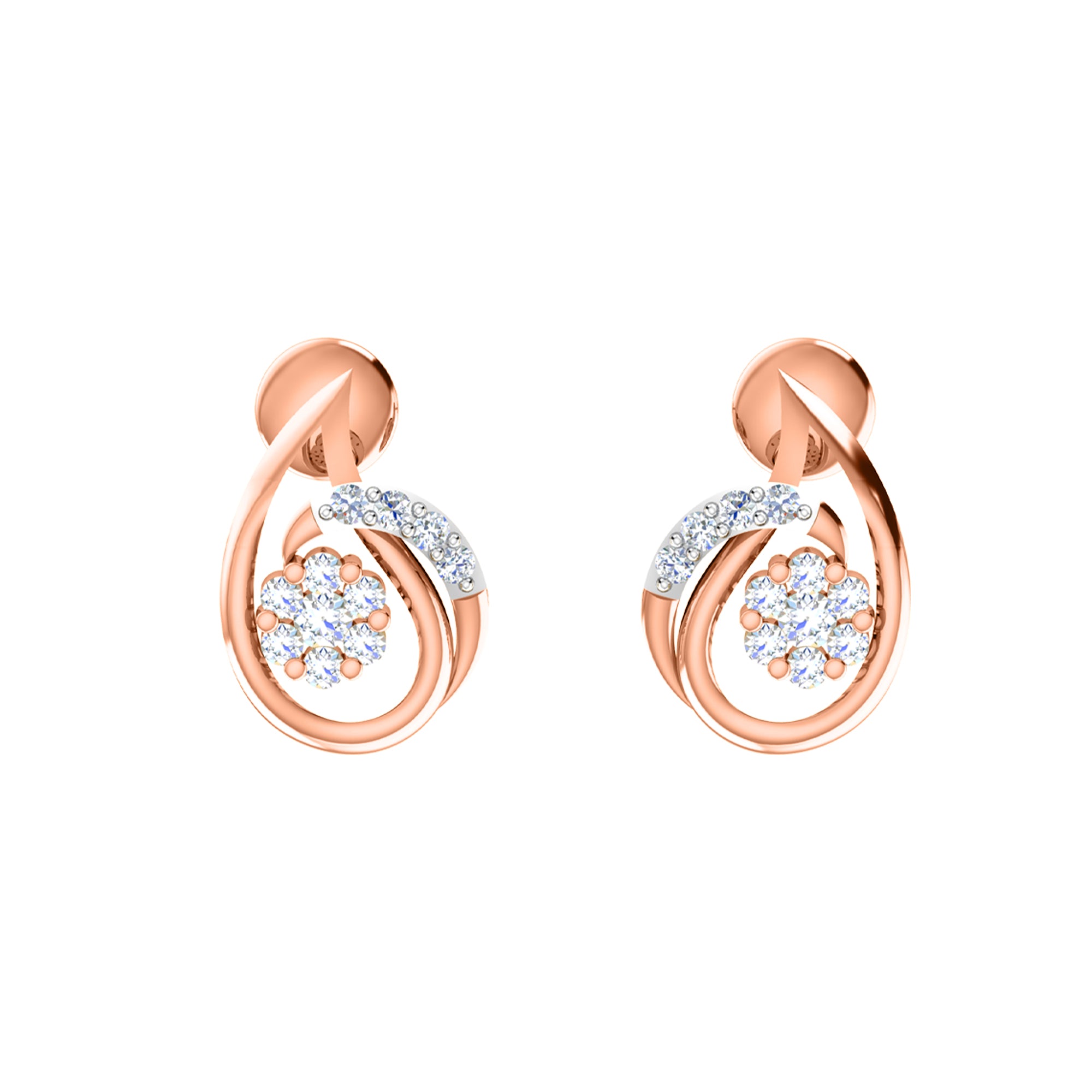 RKC 925 Silber, insgesamt 0,42 ct Moissanit-Anhänger, Ohrring-Set, Gewicht 5,40 g, mit 14-karätiger Rosévergoldung