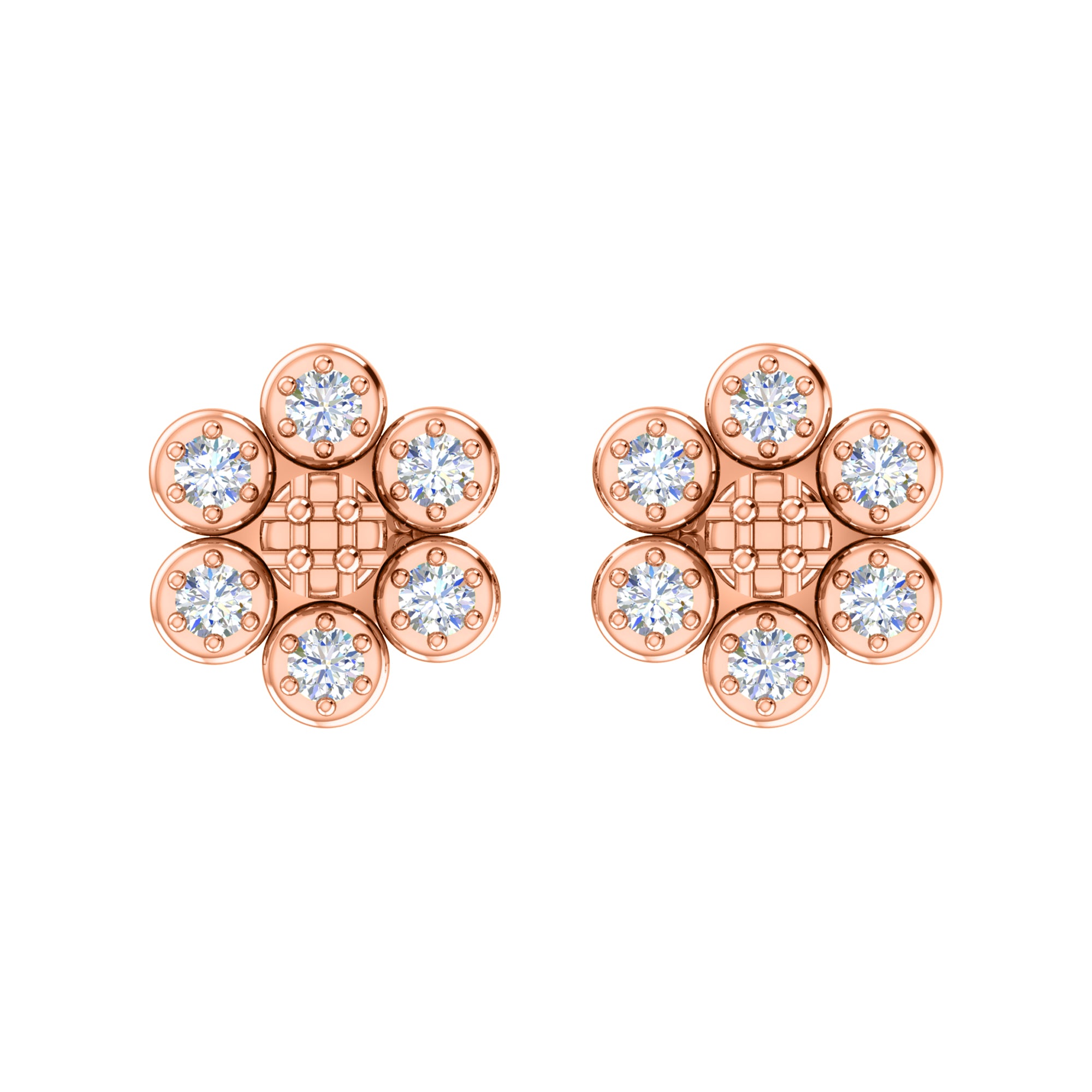 RKC 925 Sterling Silver Flower Push Back Orecchino da donna in oro bianco 14k su peso 1,80 mm altezza 8,00 mm