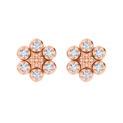 RKC 925 Sterling Silver Flower Push Back Orecchino da donna in oro bianco 14k su peso 1,80 mm altezza 8,00 mm