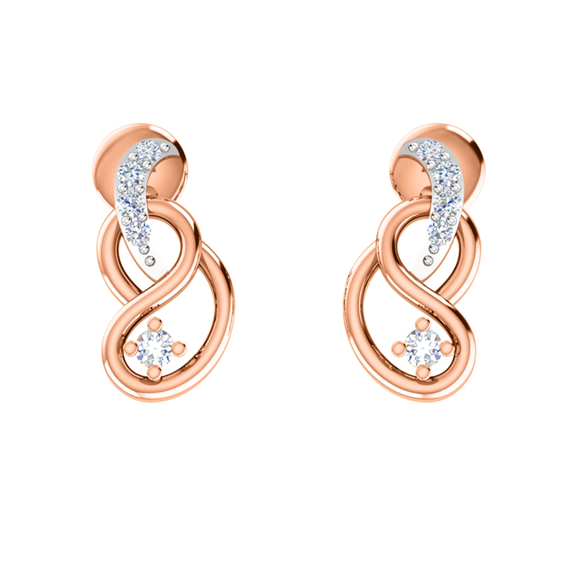 RKC 925 Silber Golden Gesamtgewicht 0,31 Karat Moissanit-Anhänger, Gewicht 3,50 g und Gewicht Ohrring 1,80 g, besetzt mit 14 Karat Roségold plattiert