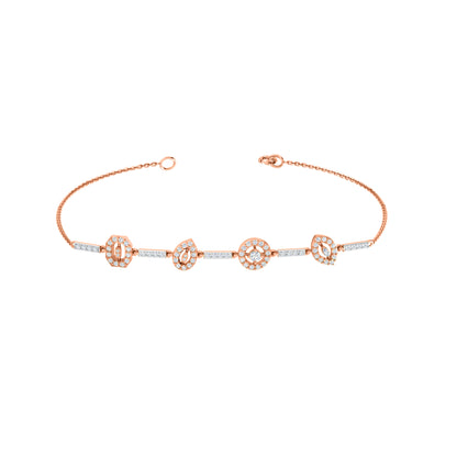 RKC Damenarmband aus 925er-Sterlingsilber, 1,16 Karat, 14 Karat Weißgold vergoldet, Gewicht 5,20 g, Höhe 81,30 mm